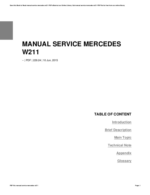 Mercedes w211 manual download for mac