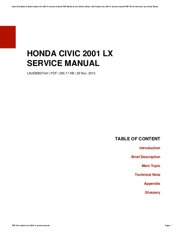 2001 Honda Civic Manual Download